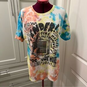 FENDER Multicolor Tie-Dye Blue, Red, Yellow T-Shirt | Size Med | 100% Cotton